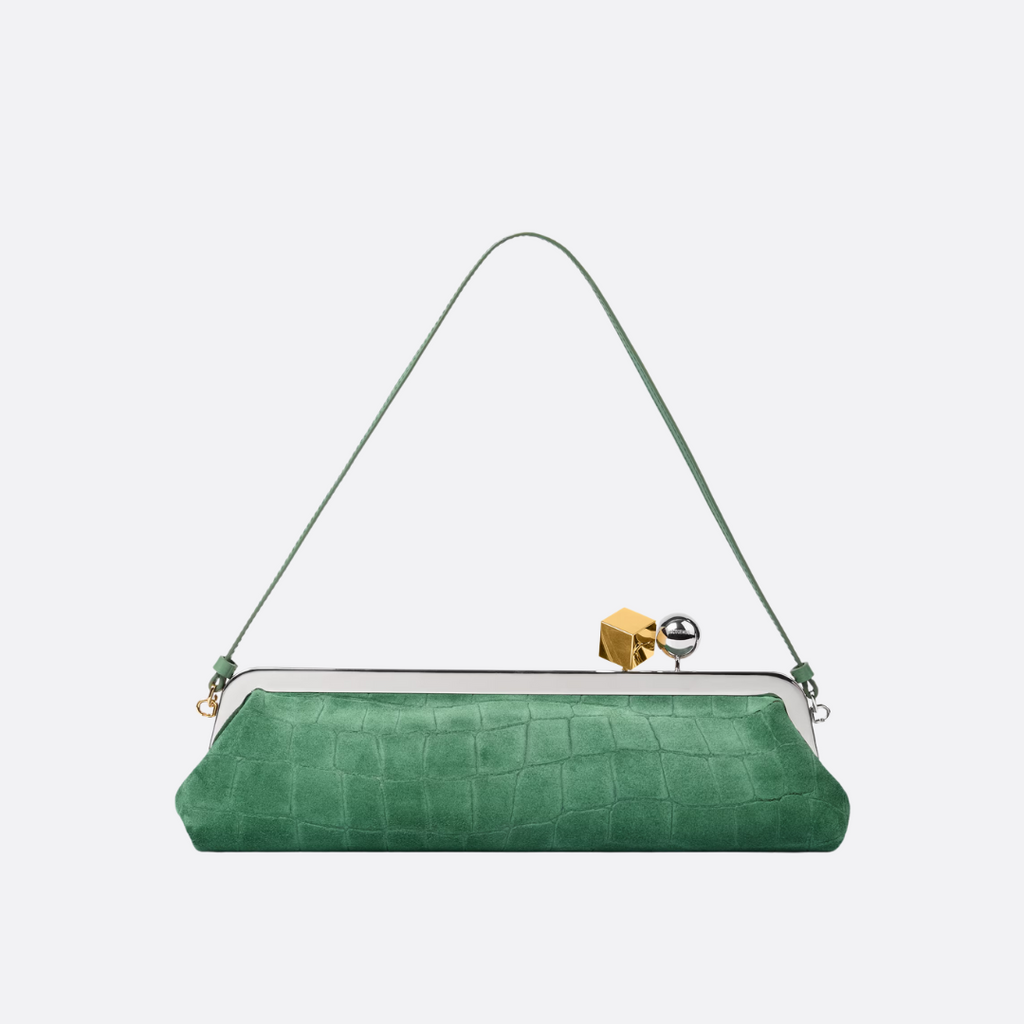 JACQUEMUS LE SALON CLUTCH AUS WILDLEDER MIT KROKO-PRÄGUNG