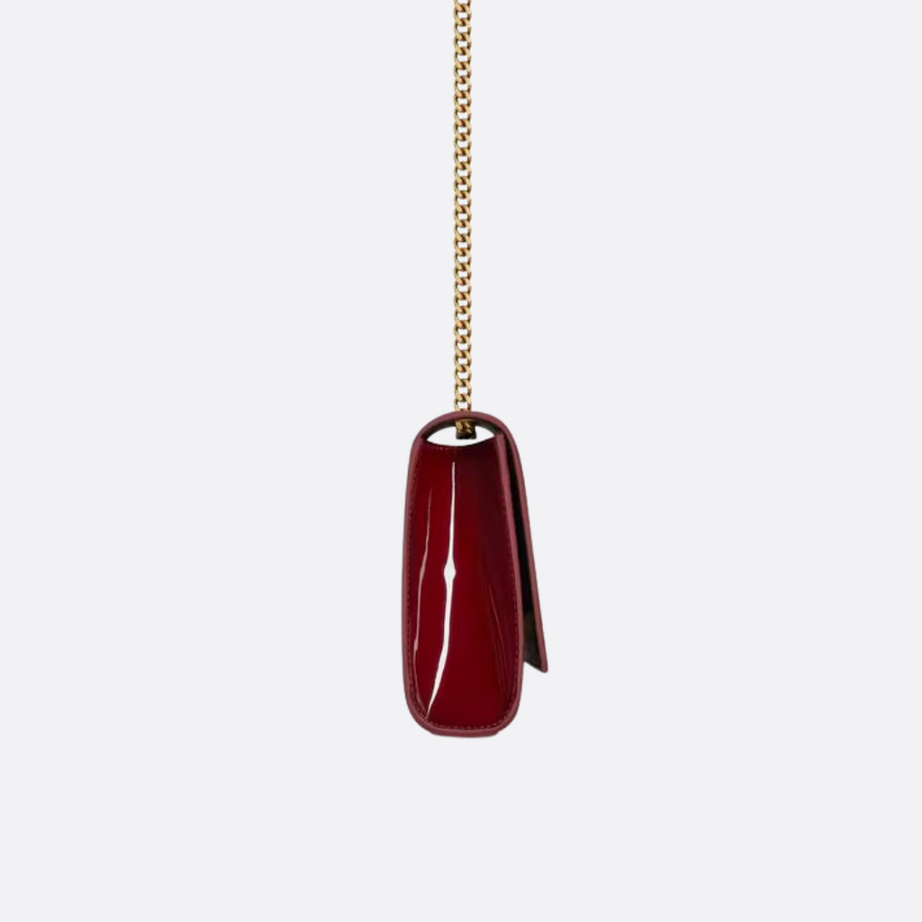 SAINT LAURENT KATE SMALL SHOULDER BAG IN LACQUERED LEATHER