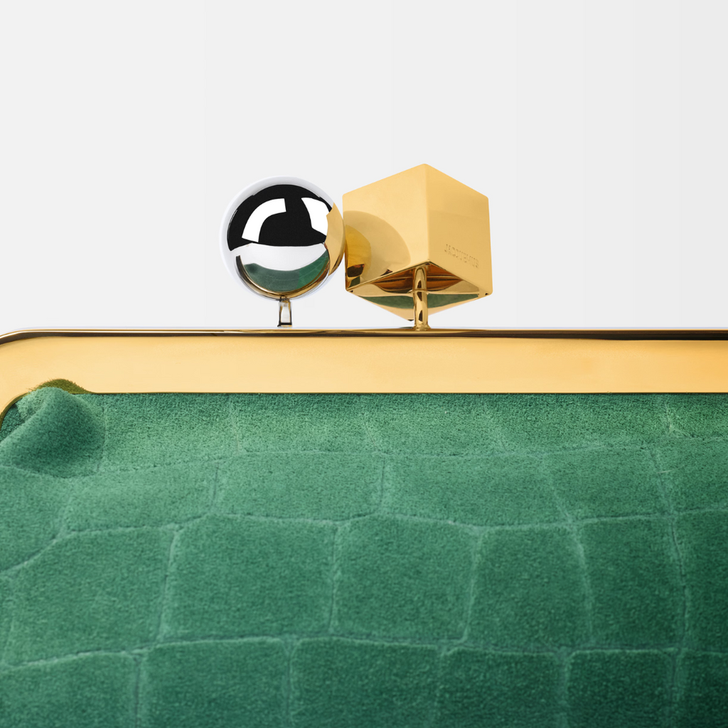 JACQUEMUS LE SALON CLUTCH AUS WILDLEDER MIT KROKO-PRÄGUNG