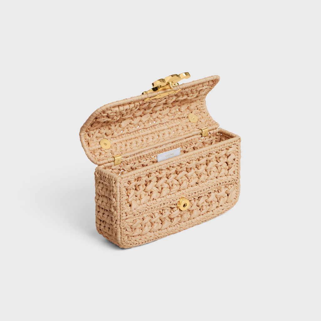 CÉLINE CLAUDE CHAIN SHOULDER BAG IN RAFFIA EFFECT