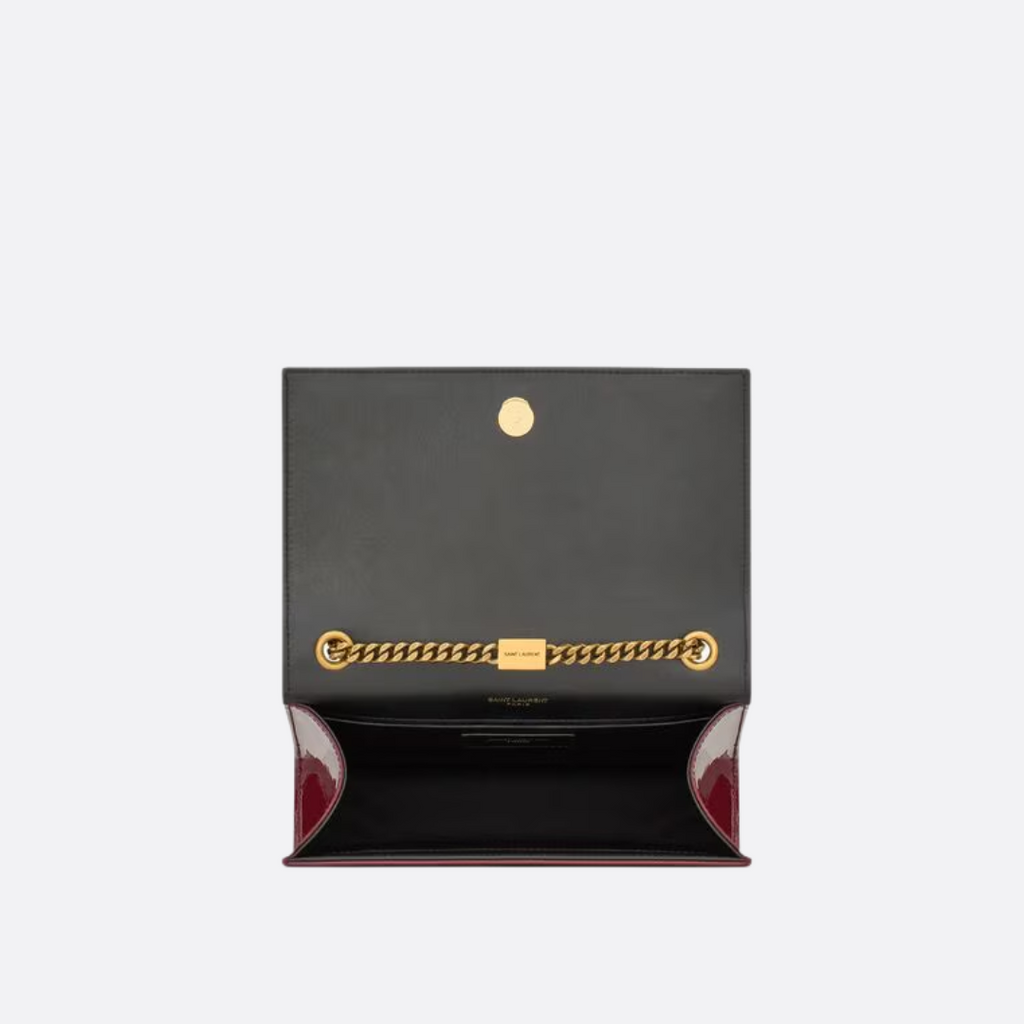SAINT LAURENT KATE SMALL SHOULDER BAG IN LACQUERED LEATHER