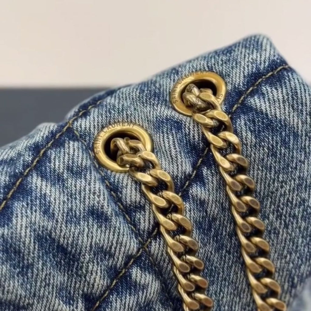 SAINT LAURENT LOULOU PUFFER BAG MADE OF QUILTED VINTAGE DENIM