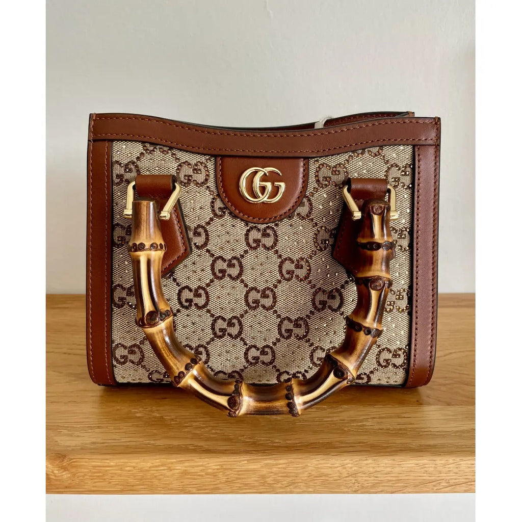GUCCI DIANA SMALL TOTE BAG WITH CRYSTALS